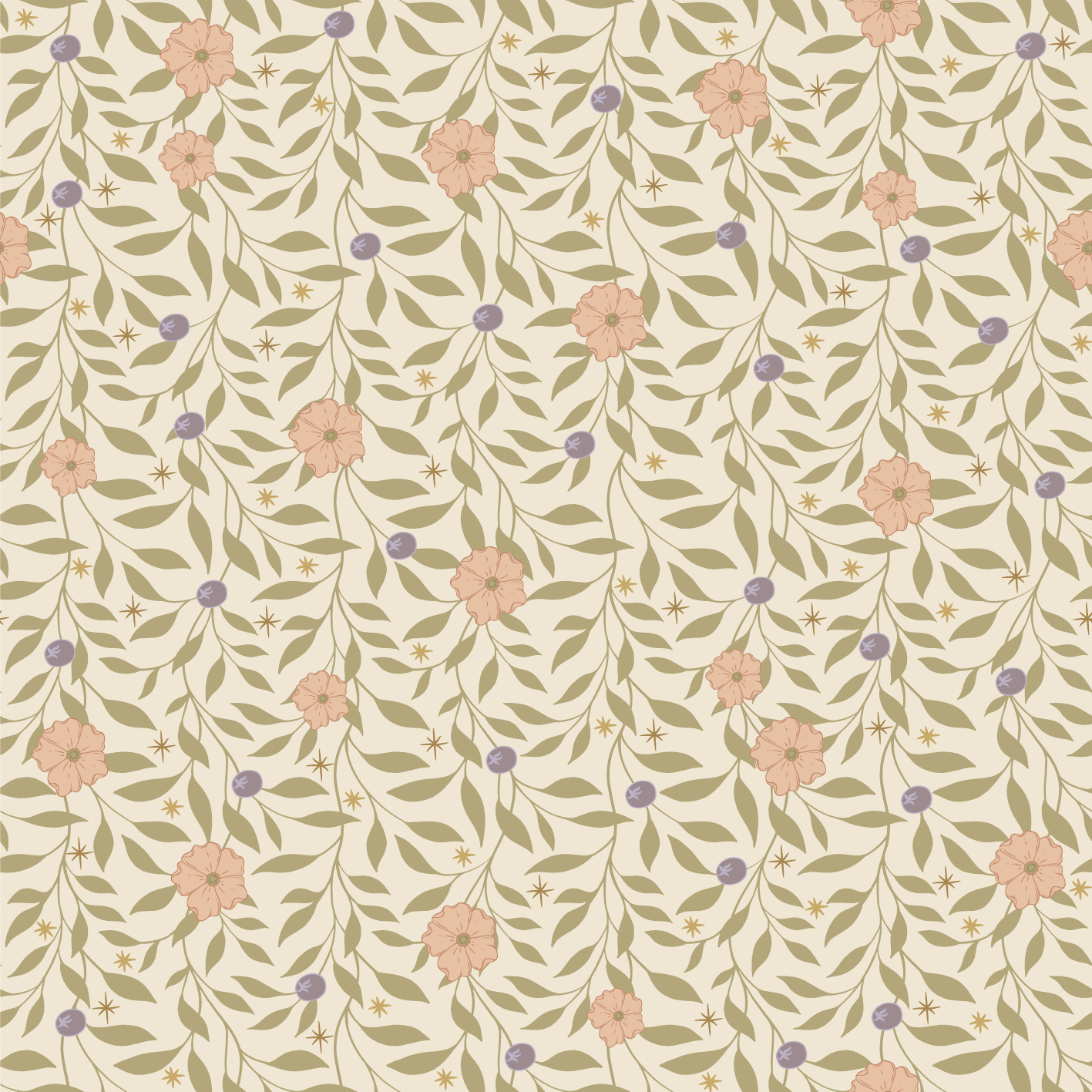 Behang Blossom Vines - Lilac