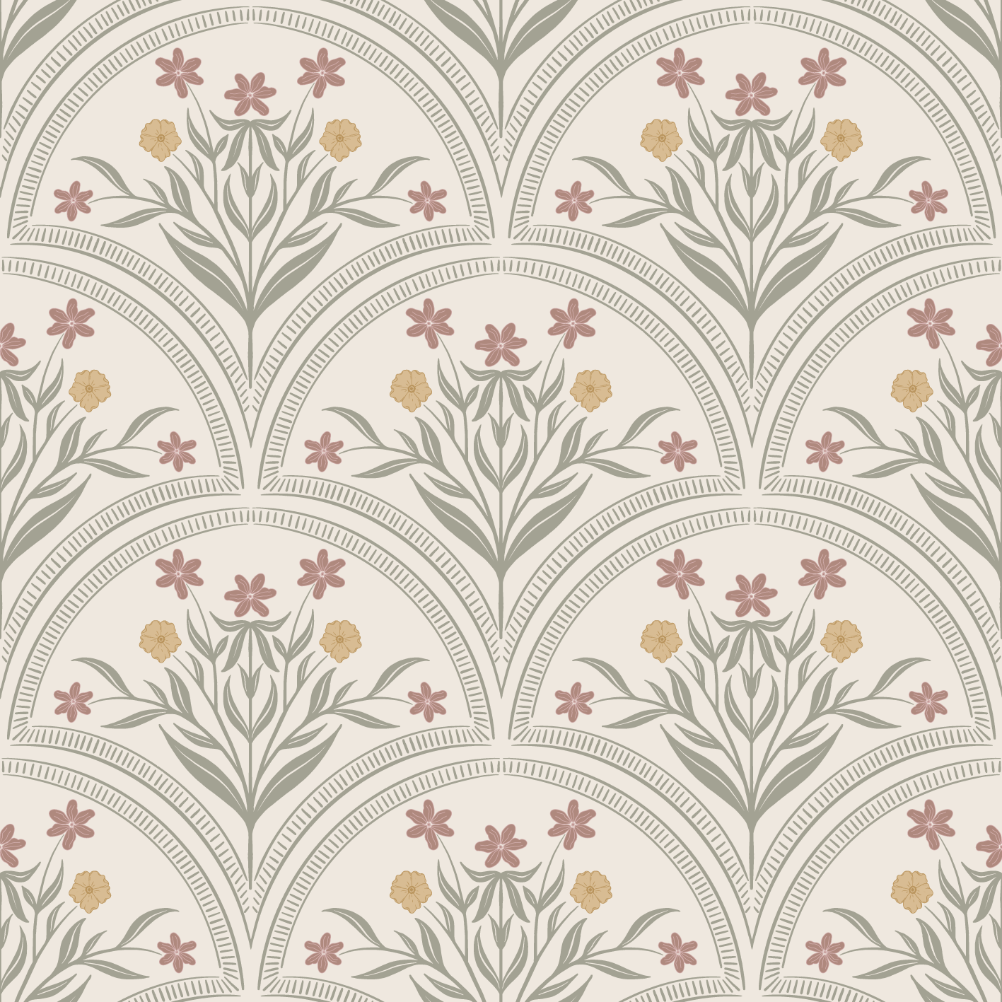 Behang Flora Arches - Sage