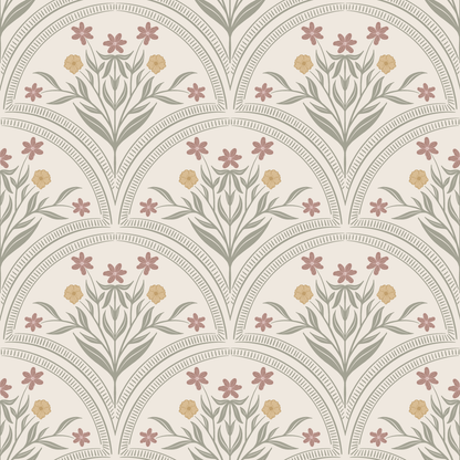 Behang Flora Arches - Sage