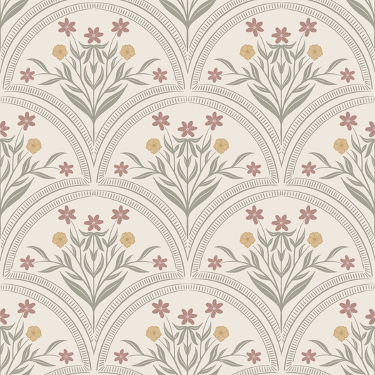 Behang Flora Arches - Sage