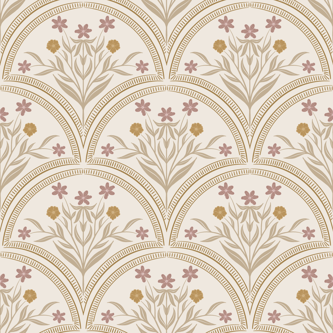 Behang Flora Arches - Sand