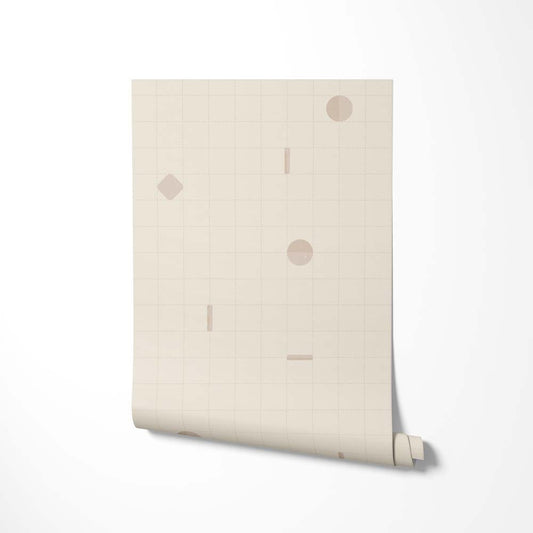 Behang Playful grid beige
